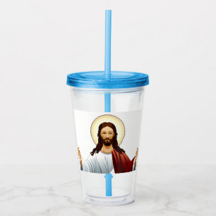Copo De Acrílico Arte de Inteligência Artificial de Jesus com os Br