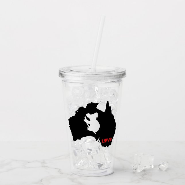 Copo De Acrílico Aussie Love Koala Black (Gelo traseiro)