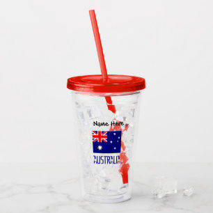 Copo De Acrílico Australia e Bandeira Australiana Personalizados 