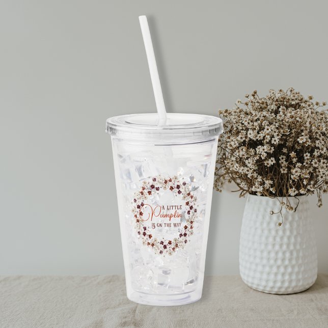 Copo De Acrílico Autumn Floral A Little Pumpkin Baby Shower (Criador carregado)