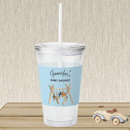 Copo De Acrílico Azul e Vintage Bebê Gym Toy, Chá de fraldas