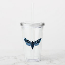 Copo De Acrílico Azul Marinho Vintage Mariposa