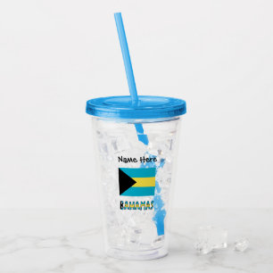 Copo De Acrílico Bahamas e Bandeira das Bahamas Personalizado