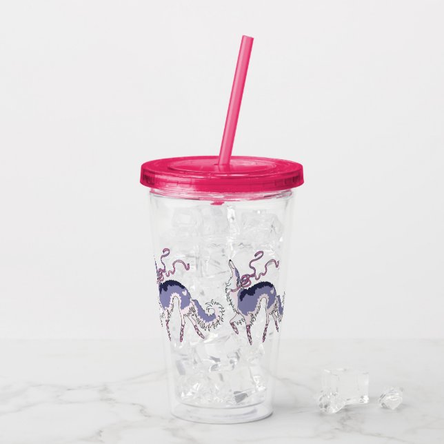 Copo De Acrílico Balé Borzoi - Tumbler Acrílico rosa (Gelo traseiro)