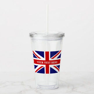Copo De Acrílico Bandeira britânica de Union Jack do costume de