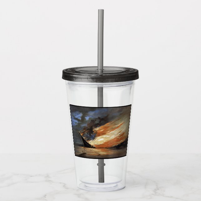 Copo De Acrílico Bandeira da Guerra Civil Rebelde no Fogo da bandei (Frente)