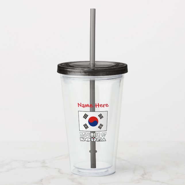 Copo De Acrílico Bandeira da República da Coreia Personalizada (Frente)