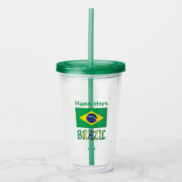 Copo De Acrílico Bandeira do Brasil Personalizada