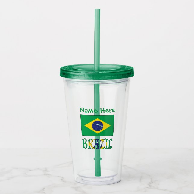 Copo De Acrílico Bandeira do Brasil Personalizada (Frente)