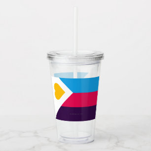 Copo De Acrílico Bandeira do Orgulho Polimário Tricolor do Slippery
