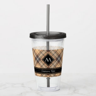 Copo De Acrílico Beige e Brown Tartan