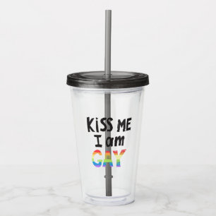 Copo De Acrílico Beija-Me Eu Sou Gay