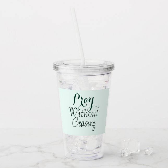 Copo De Acrílico Bíblia de oração Versa Oração Cristã Verde Claro (Gelo frontal)