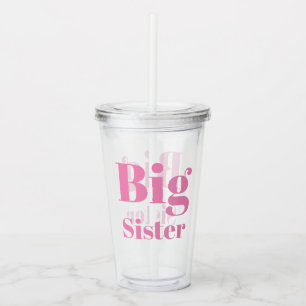 Copo De Acrílico Big Sister Pink Cartas Clara