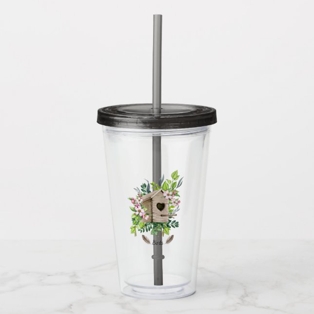 Copo De Acrílico Bird Tumbler Birdhouse (Frente)