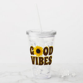 Copo De Acrílico Boas Vibes | Girassol amarelo claro