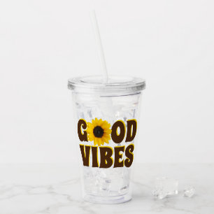 Copo De Acrílico Boas Vibes Girassol amarelo claro