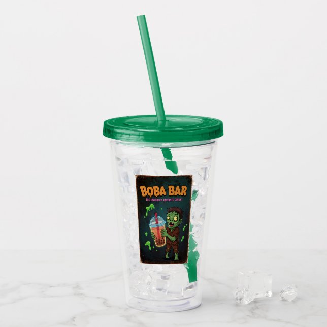 Copo De Acrílico Boba Bar – The Undead’s Favorite Acrylic Tumbler (Gelo frontal)