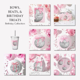 Copo De Acrílico Bola de Disco Silver Arco Rosa de Aquarela