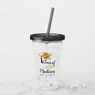 Copo De Acrílico Boné de formatura - Ano de Classe Dourado de Tasse
