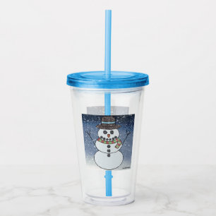 Copo De Acrílico Boneco de Neve c/ Fundo - Caneca de Acrílico