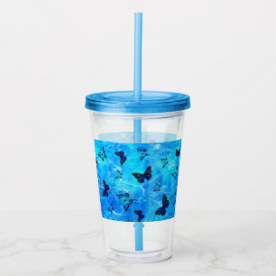 Copo De Acrílico Borboleta Azul