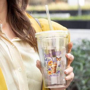 Copo De Acrílico Borboleta Vintage do Clube de Café Físico Personal