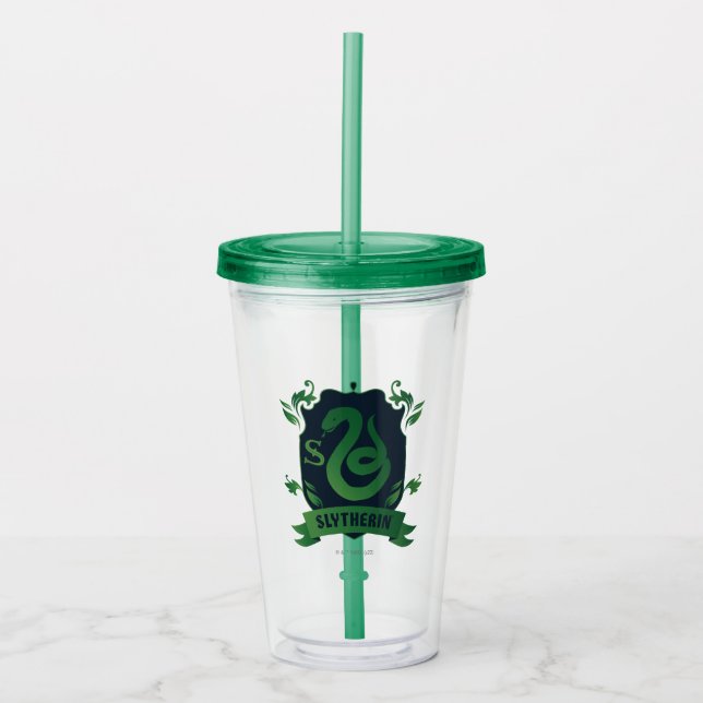 Copo De Acrílico Brasão da Casa SLYTHERIN™ Ornata (Frente)