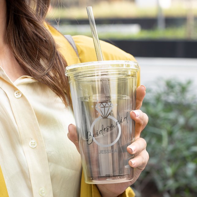 Copo De Acrílico Bridesmaid da Ponta de Textura Metálica Elegante (Criador carregado)
