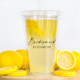 Copo De Acrílico Bridesmaid de Tinta Mínima Moderna de Caligrafia