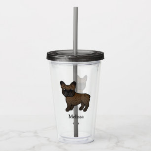 Copo De Acrílico Brindle French Bulldog Cute Cartoon Dog & Name