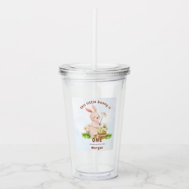 Copo De Acrílico Bunny Está Transformando Um primeiro aniversario B (Frente)