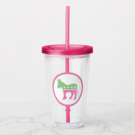 Copo De Acrílico Burro Democrata Rosa Pastel e Verde