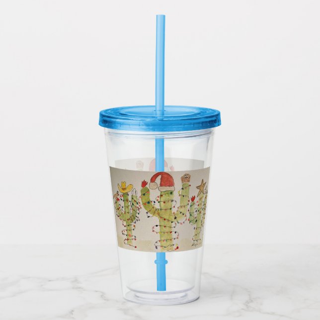 Copo De Acrílico Cactus Natal (Frente)