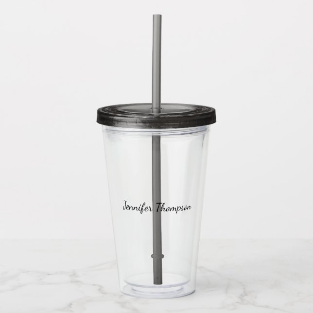 Copo De Acrílico Caligrafia Elegante Simples Nome Simples (Frente)