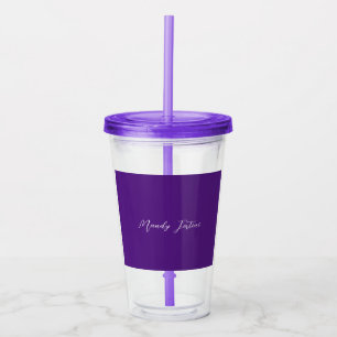 Copo De Acrílico Caligrafia Minimalista Real Púrpura Elegante