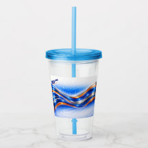 Camisa Aqualume Wave – Fluxo Abstrato Laranja Azul