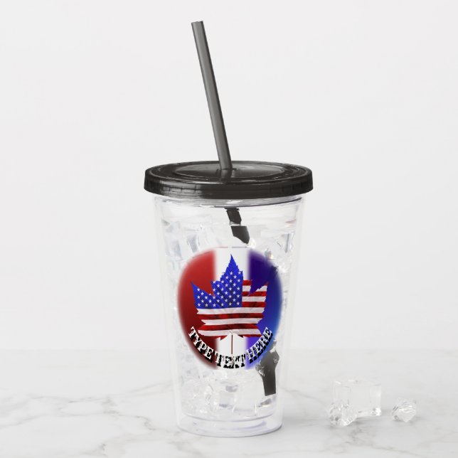 Copo De Acrílico Canadá EUA Tumbler EUA Custom Canada Souvenir (Gelo frontal)