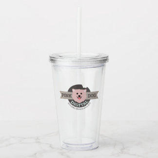 Copo De Acrílico Caneca de viagem digital Pink Dog aço inoxidável
