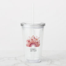Caneca Personalizada Floral Rainbow Girls Nome