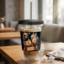 Copo De Acrílico Caneca Preta Mãe Está em Casa Presente de Pássaro