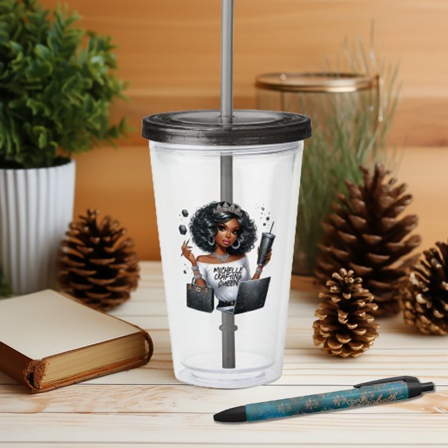 Copo De Acrílico Capacitar a Arte Rainha Afro-Americana (Empowering African American Crafting Queen Art Acrylic Tumbler)
