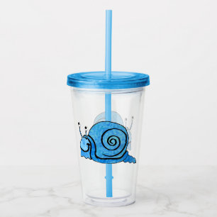 Copo De Acrílico Caracol-preto-branco-sorriso-preto-esboço-azul-esb