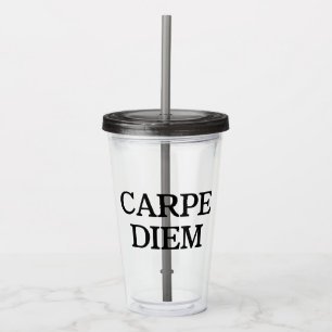 Copo De Acrílico Carpe Diem cinza acrílica