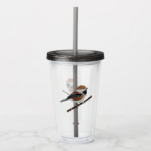 Copo De Acrílico Cartoon Boreal Chickadee Bird Adorável