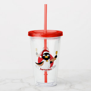Copo De Acrílico Cartoon de Natal do pinguim real Tumbler acrílico