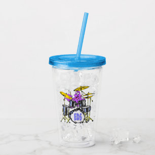 Copo De Acrílico Cartoon Tumbler: Polvo de Música Roxo