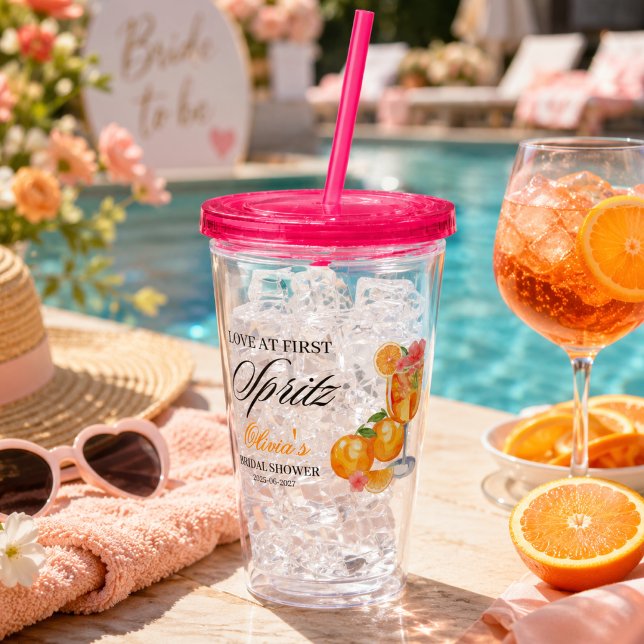 Copo De Acrílico Casamento ao Primeiro Spritz Chá de Noiva  (Love at First Spritz Bridal Shower Acrylic Tumbler)