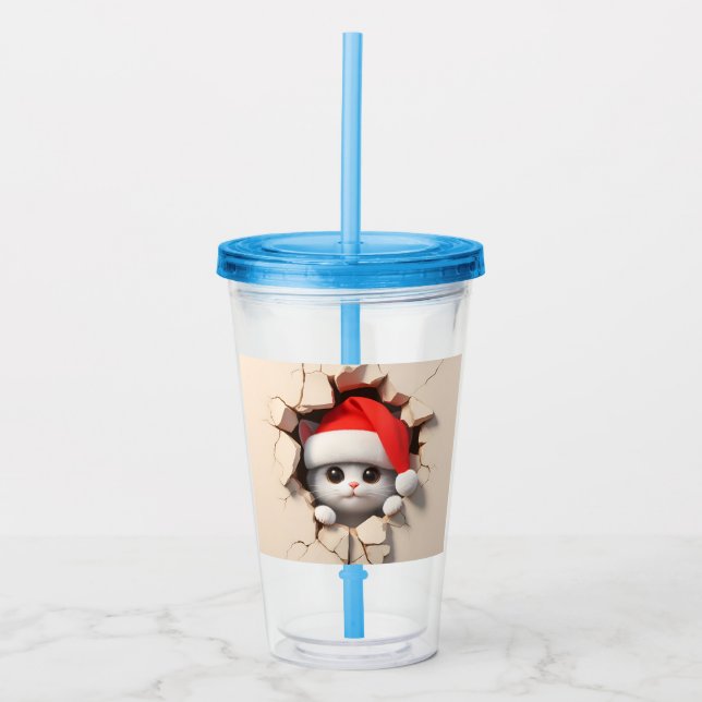 Copo De Acrílico Cat. Natal 3D (Frente)