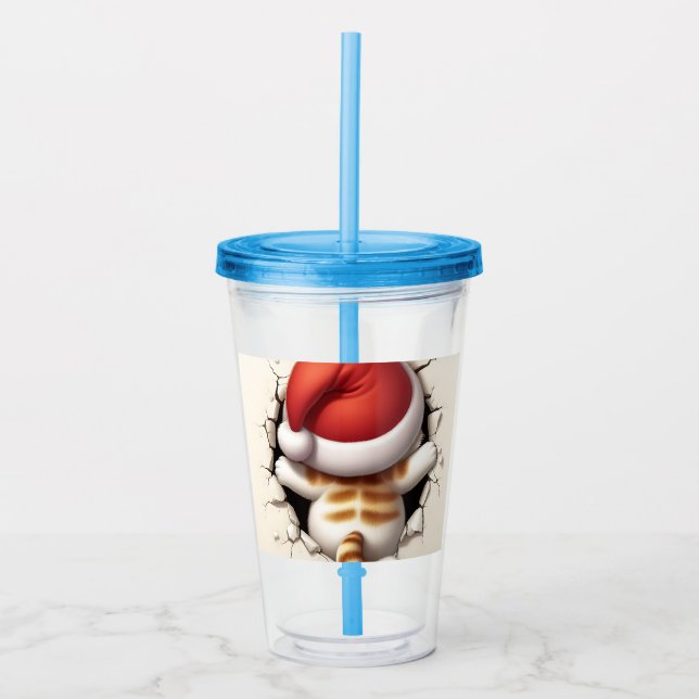 Copo De Acrílico Cat. Natal 3D (Frente)